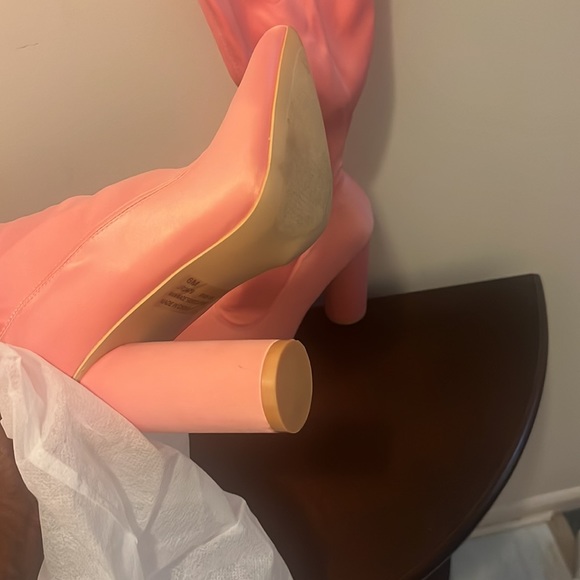 Pink Satin thigh Hi boot - Picture 3 of 4